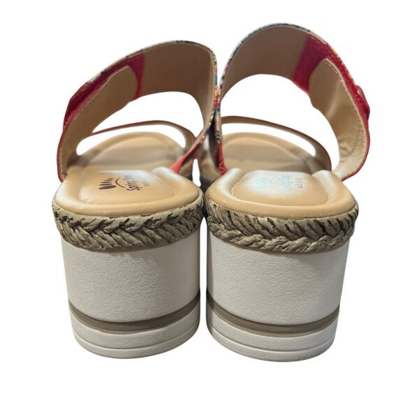Spring Step Laveta Platform Wedge Sandal Italy Leather Red Floral EU 38 US 7.5-8 - Picture 6 of 9